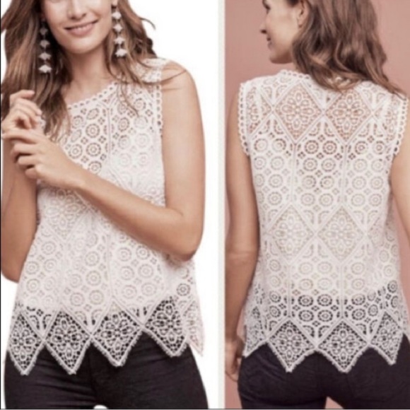 Anthropologie Deletta crocheted lace white blouse - Picture 2 of 6